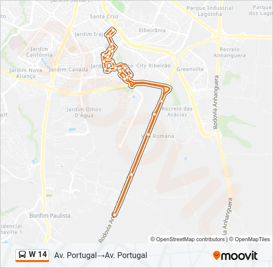 W 14 Bus Line Map