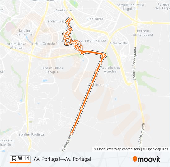 w 14 Route: Schedules, Stops & Maps - Av. Portugal‎→Av. Portugal