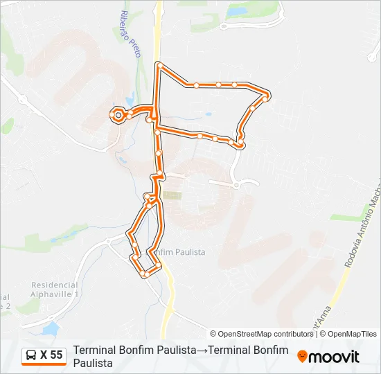 X 55 Bus Line Map