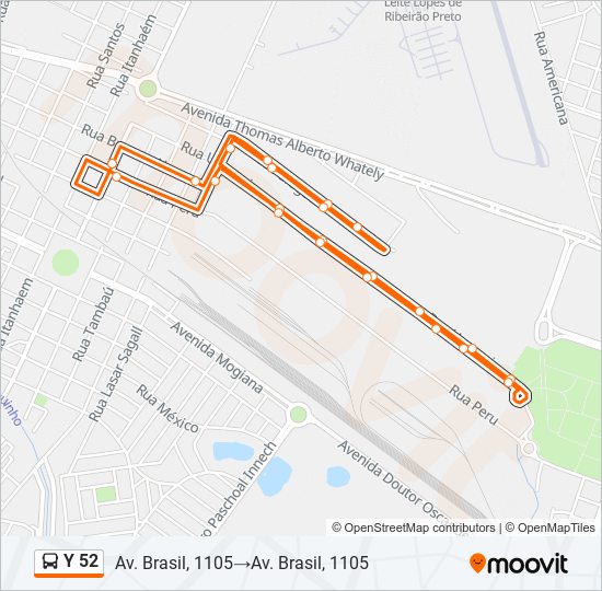 Mapa de Y 52 de autobús