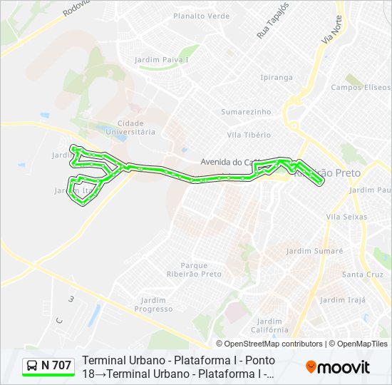 N 707 bus Line Map