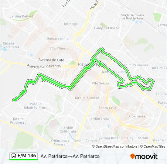 E/M 136 Bus Line Map