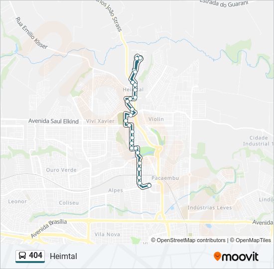 Mapa da linha 404 de ônibus