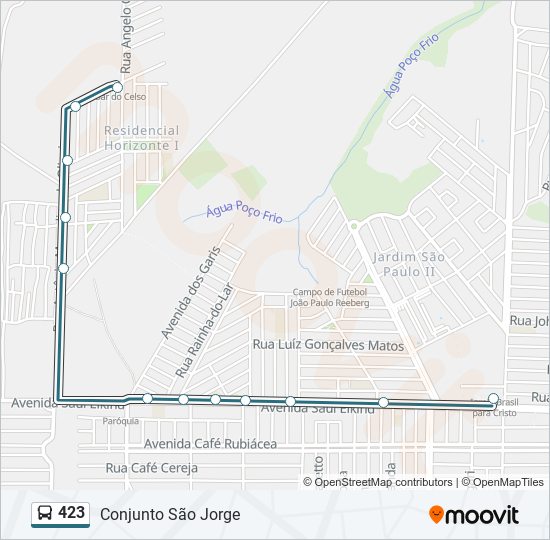 Mapa da linha 423 de ônibus