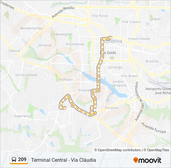 209 Route Schedules, Stops & Maps Terminal Central Via Cláudia