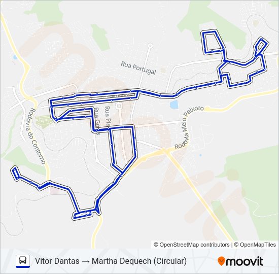 Mapa da linha 005 VITOR DANTAS / MARTHA DEQUECH de ônibus