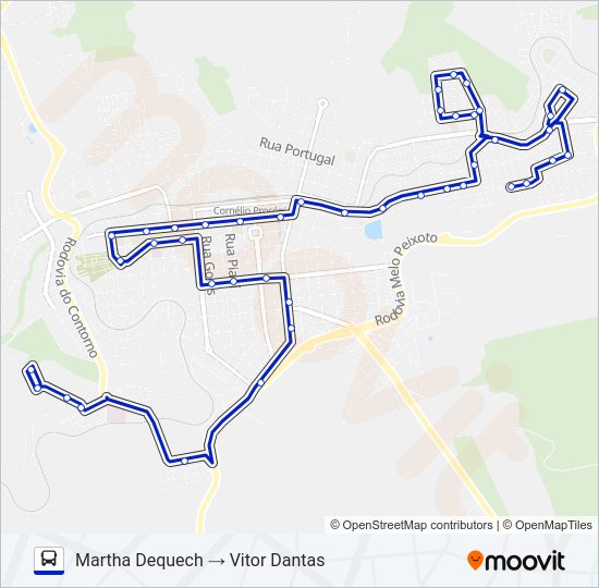 Mapa da linha 005 VITOR DANTAS / MARTHA DEQUECH de ônibus