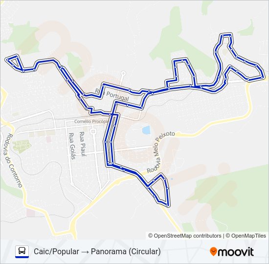 Mapa da linha 004 POPULAR / PANORAMA de ônibus