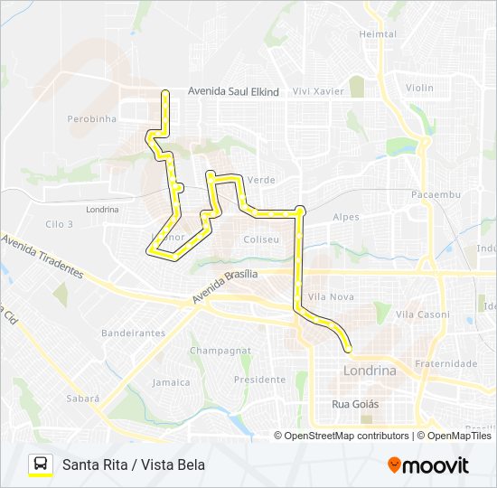 Mapa da linha 91 CORUJÃO SANTA RITA / VISTA BELA de ônibus