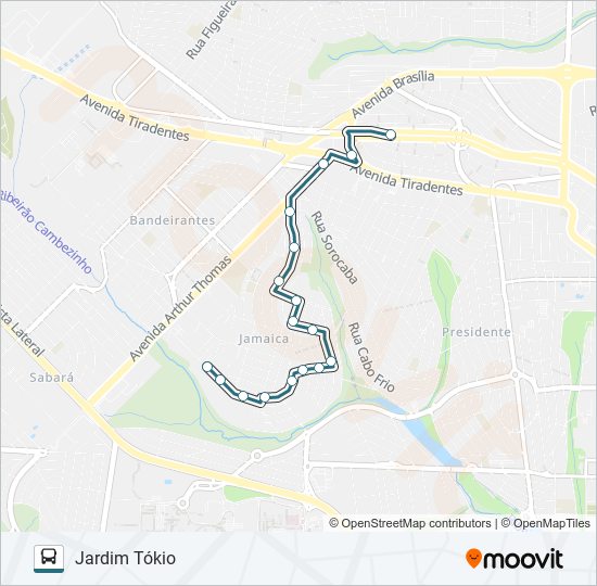 Mapa da linha 303 TOKIO de ônibus