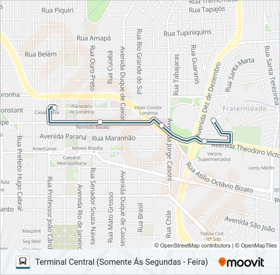 Mapa da linha 103 SANTA FÉ de ônibus