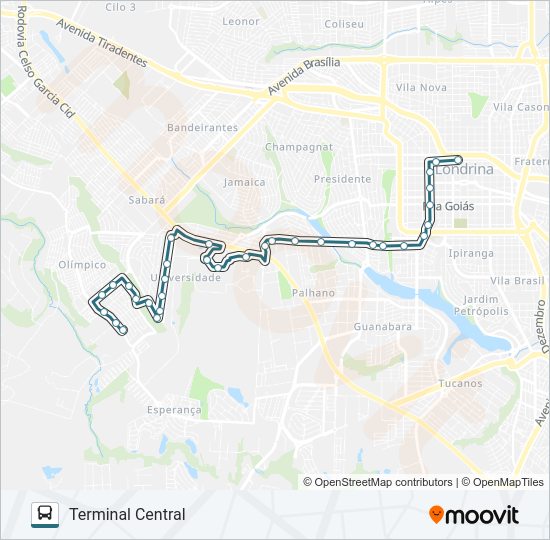 Mapa da linha 315 COLUMBIA de ônibus