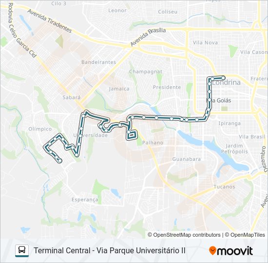 Mapa da linha 315 COLUMBIA de ônibus