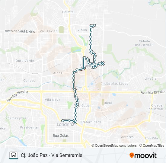 Mapa da linha 407 JOÃO PAZ de ônibus
