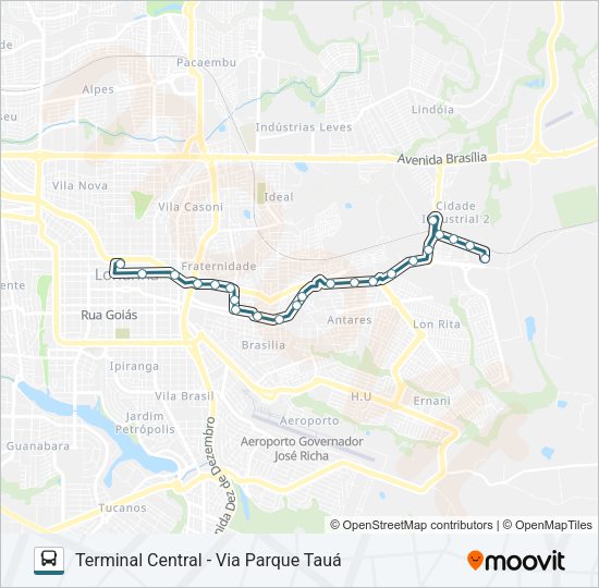 Mapa da linha 113 PIONEIROS de ônibus