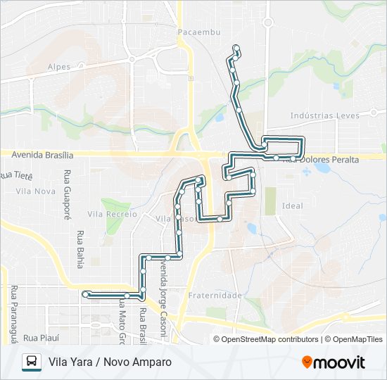 Mapa da linha 409 VILA YARA de ônibus