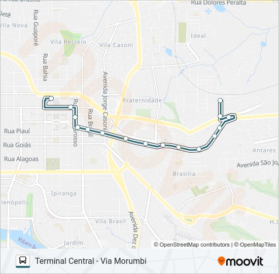 Mapa da linha 104 INTERLAGOS de ônibus