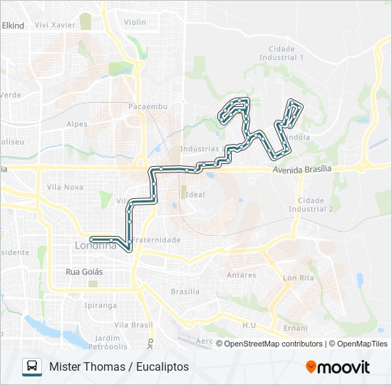 Mapa da linha 111 EUCALIPTOS de ônibus