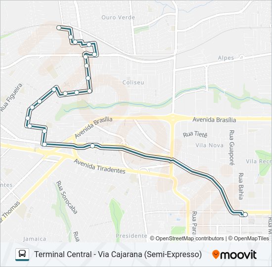 Mapa da linha 311 SANTA RITA de ônibus
