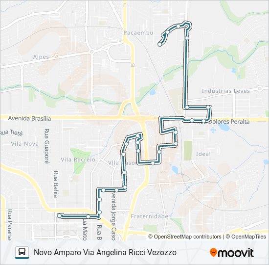 Mapa da linha 101 NOVO AMPARO de ônibus