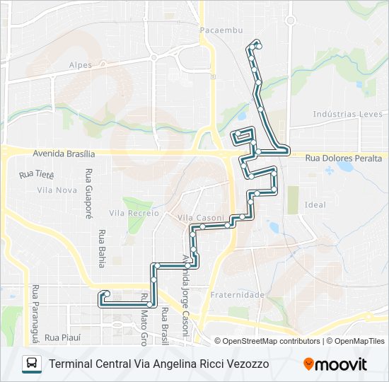 Mapa da linha 101 NOVO AMPARO de ônibus