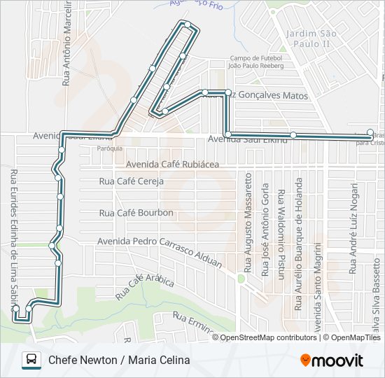 Mapa da linha 422 MARIA CELINA de ônibus