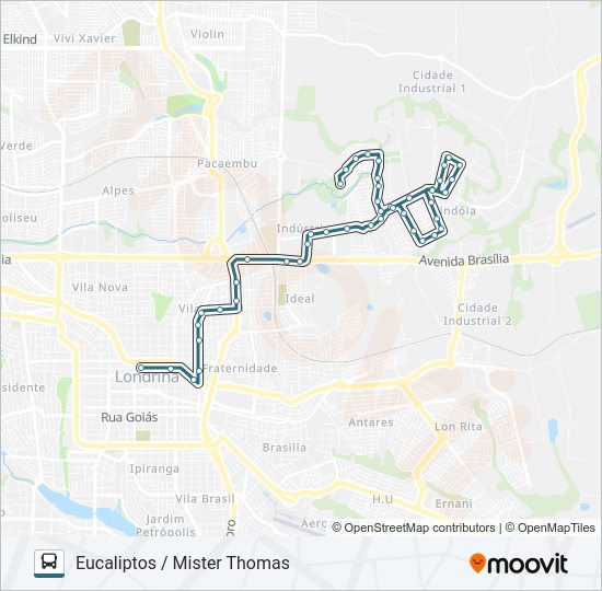 Mapa da linha 110 MISTER THOMAS de ônibus