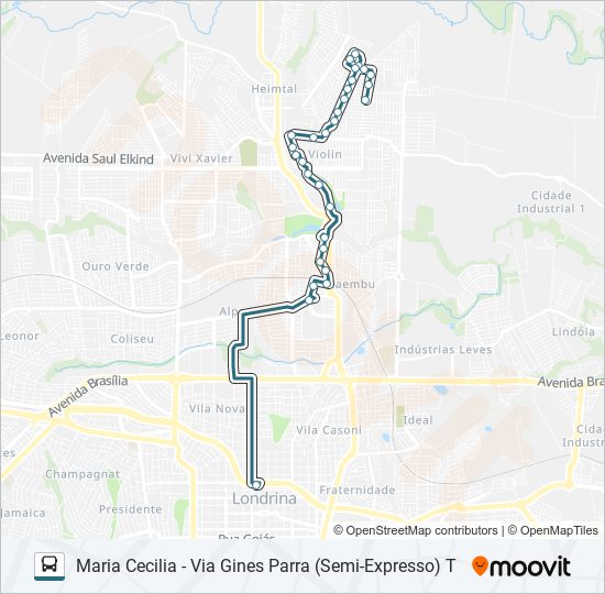 Mapa da linha 405 MARIA CECILIA de ônibus