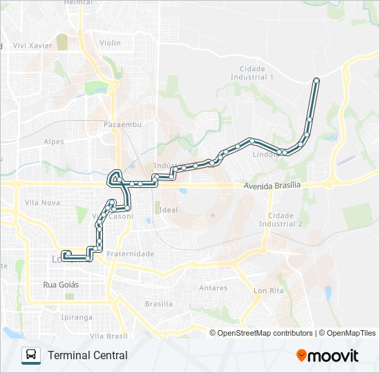 Mapa da linha 121 TRÊS FIGUEIRAS de ônibus