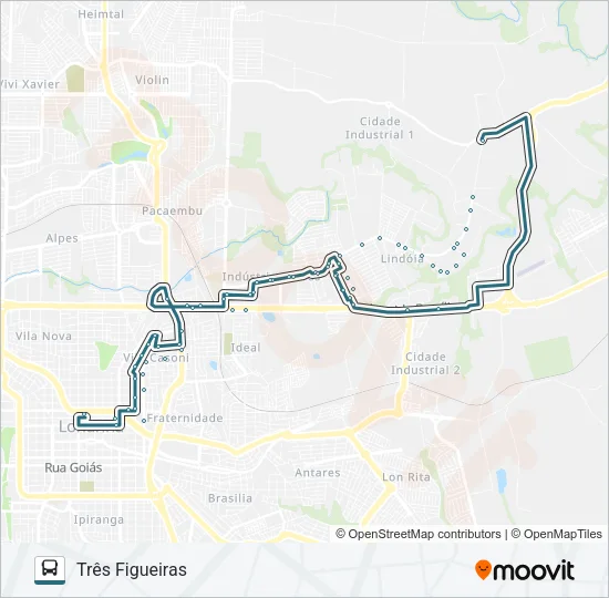 121 TRÊS FIGUEIRAS Bus Line Map
