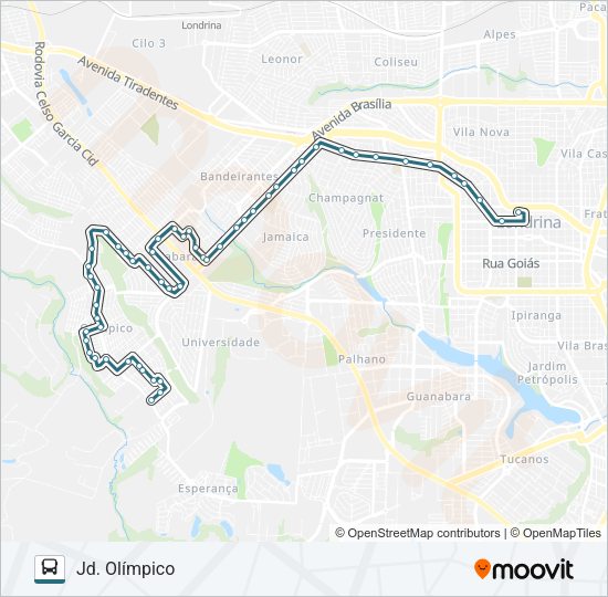 Mapa da linha 314 JARDIM OLÍMPICO de ônibus