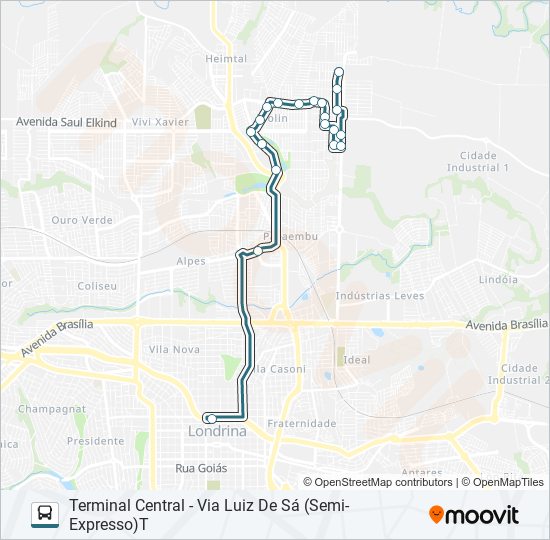 Mapa da linha 406 AQUILES STENGHEL de ônibus