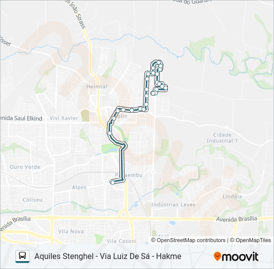 Mapa da linha 406 AQUILES STENGHEL de ônibus