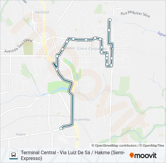 Mapa da linha 406 AQUILES STENGHEL de ônibus