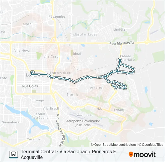 Mapa da linha 112 ALEXANDRE URBANAS de ônibus
