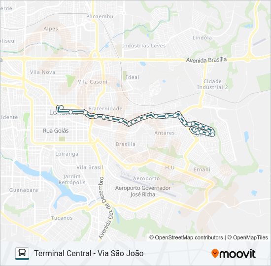 Mapa da linha 112 ALEXANDRE URBANAS de ônibus
