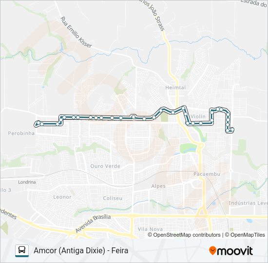 Mapa da linha 425 CIDADE INDUSTRIAL de ônibus