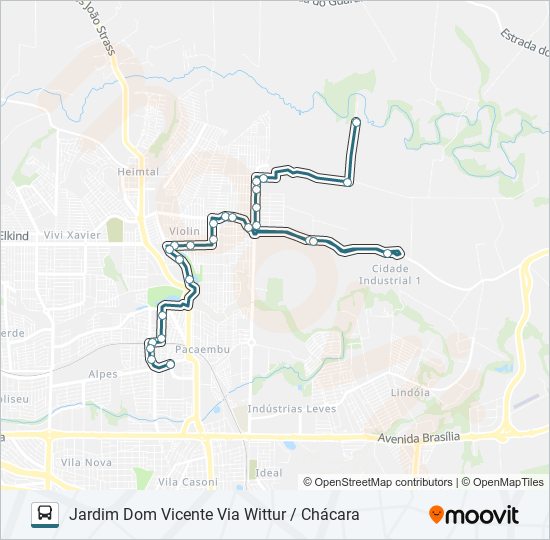 Mapa da linha 418 JARDIM DOM VICENTE de ônibus