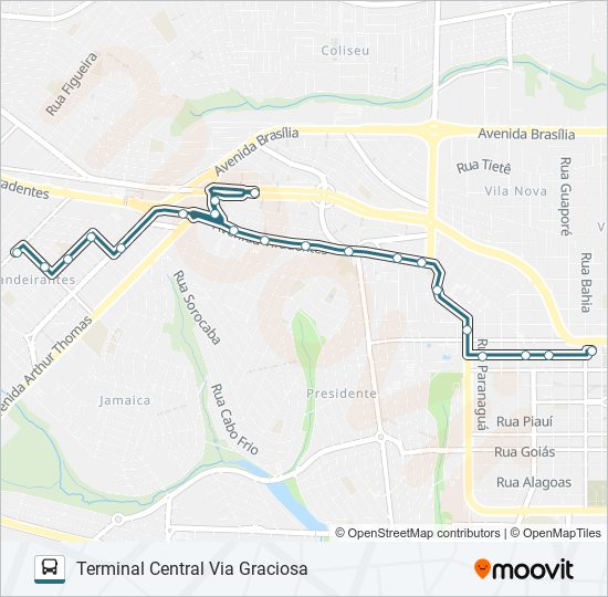 308 JARDIM BANDEIRANTES bus Line Map