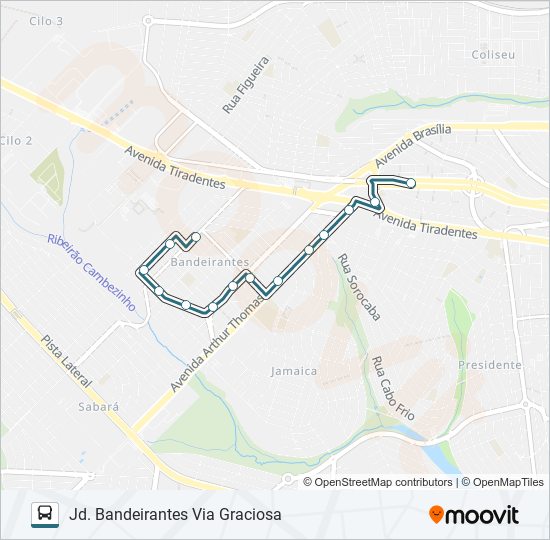 308 JARDIM BANDEIRANTES bus Line Map