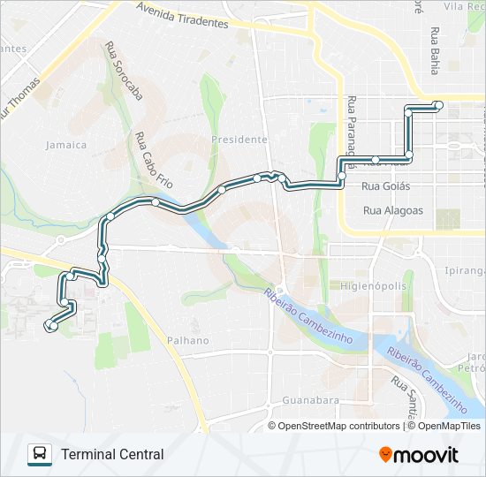 Mapa da linha 306 CIDADE UNIVERSITÁRIA de ônibus