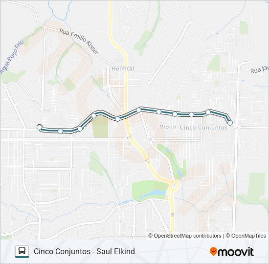 Mapa de 901 CACIQUE / CINCO CONJUNTOS de autobús