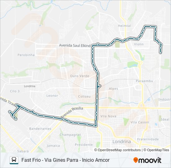 Mapa de 901 CACIQUE / CINCO CONJUNTOS de autobús