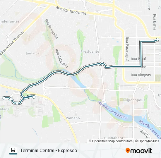 305 CAMPUS UNIVERSITÁRIO - EXTRA Bus Line Map