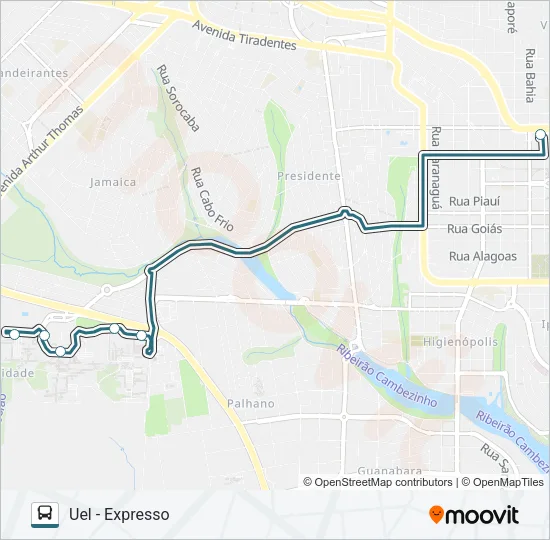 305 CAMPUS UNIVERSITÁRIO - EXTRA Bus Line Map
