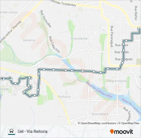 305 CAMPUS UNIVERSITÁRIO - EXTRA Bus Line Map