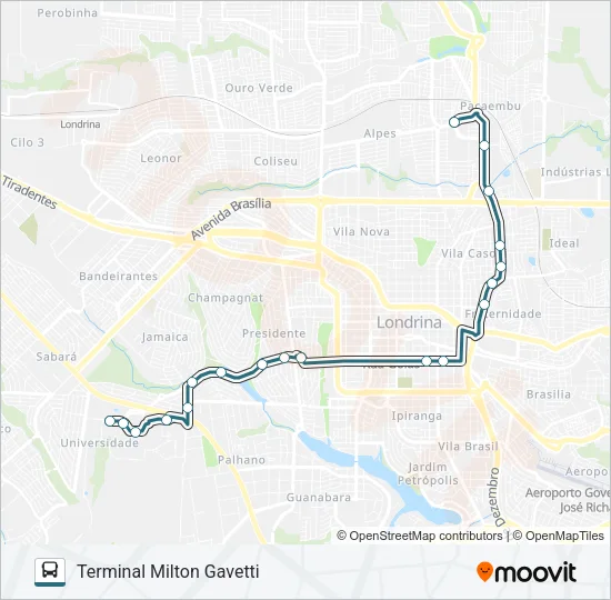 835 UEL / TERMINAL MILTON GAVETTI Bus Line Map