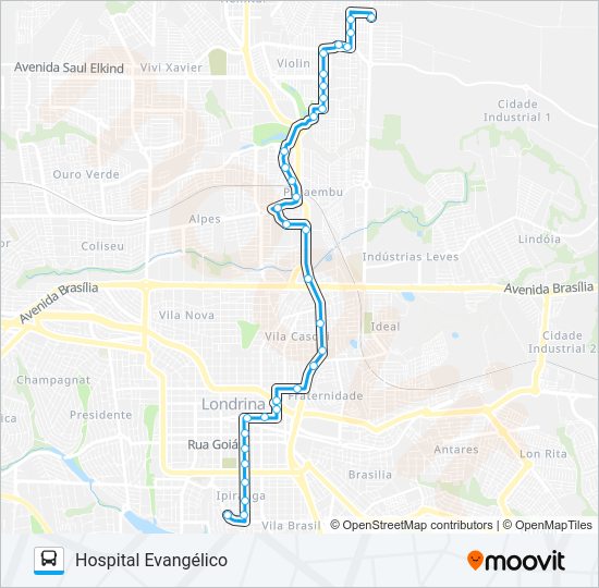 Mapa da linha 703 AQUILES STENGHEL / CENTRO - RÁPIDO de ônibus