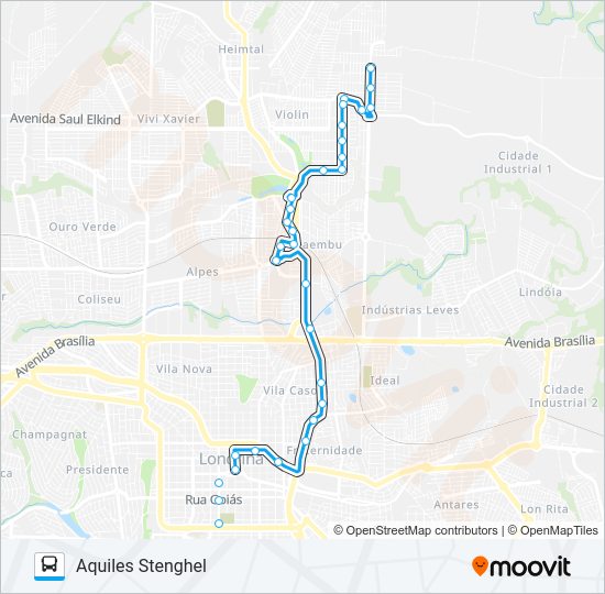 Mapa da linha 703 AQUILES STENGHEL / CENTRO - RÁPIDO de ônibus