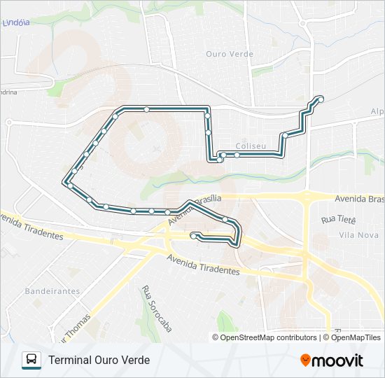 Mapa da linha 931 TERMINAL OESTE / TERMINAL OURO VERDE de ônibus